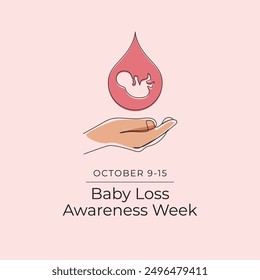 Baby Loss Awareness Week vector design template good for celebration usage. Baby Loss Awareness Week design. Vector ribbon. Continuous line drawing. eps 10.