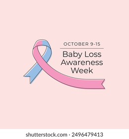 Baby Loss Awareness Week vector design template good for celebration usage. Baby Loss Awareness Week design. Vector ribbon. Continuous line drawing. eps 10.