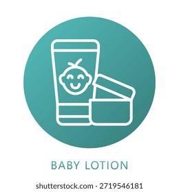 Relleno Del Gradiente De La Loción Del Bebé, Mini Icono De La Ilustración Relacionado Con El Cuidado Personal, La Tienda De La Belleza, El Cuidado Corporal Y Más. Uso Para El Concepto Moderno, Ui, Web Ux Y Desarrollo De App.