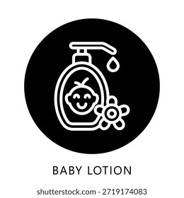 Botón Del Icono De La Loción Del Bebé, Mini Ilustración Relacionada Con El Cuidado Personal. Uso Para El Concepto Moderno, Ui, Web Ux Y Desarrollo De App.