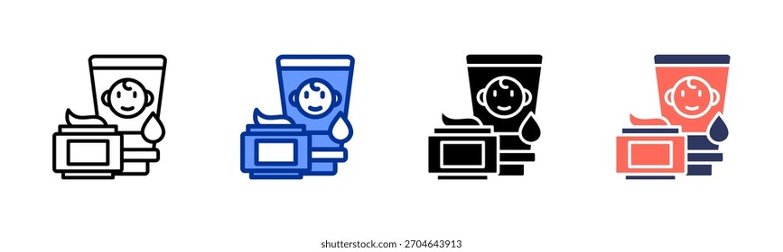 Baby Lotion icon set multiple style collection