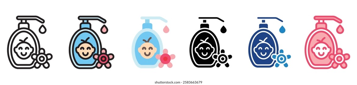 Baby Lotion multi-style color icon, mini or small illustration, use for UI, UX, app and web development, digital or print. for health, beauty, personal care, body treatment.