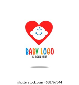 Baby love shape logo template for baby shop product. playful logo concept
