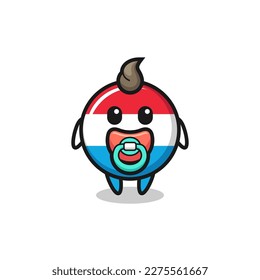 baby luxembourg flag badge cartoon character with pacifier , cute style design for t shirt, sticker, logo element