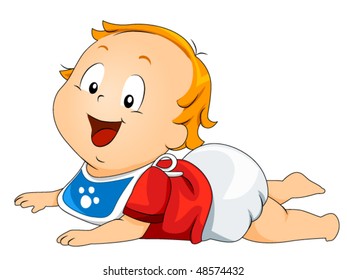 Baby lying on stomach - Vector