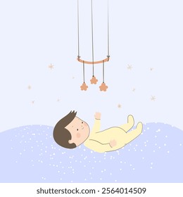 Baby Lying Under a Hanging Mobile