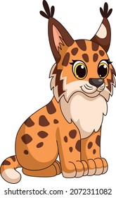 Baby lynx. Wild cat mascot. Cute cartoon character