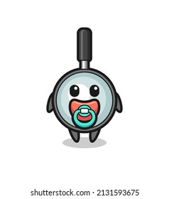 baby magnifying glass cartoon character with pacifier , cute style design for t shirt, sticker, logo element