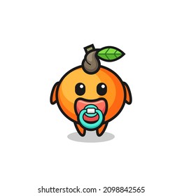 baby mandarin orange cartoon character with pacifier , cute style design for t shirt, sticker, logo element