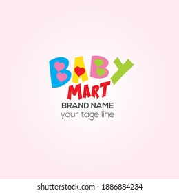 Logo de Baby Mart Vector, logotipo de la tipografía de la tienda para bebés 