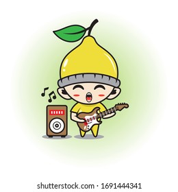 Baby mascot with lemon fruit costume