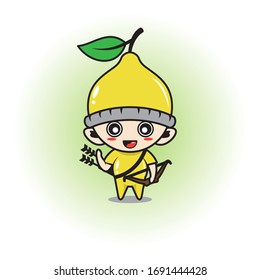 Baby mascot with lemon fruit costume