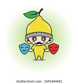 Baby mascot with lemon fruit costume