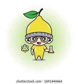 Baby mascot with lemon fruit costume