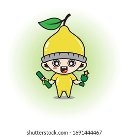 Baby mascot with lemon fruit costume
