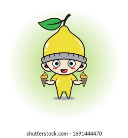 Baby mascot with lemon fruit costume