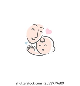 baby mascot logo happy. love mom comfortably. Sweet dream illustrations. cute baby sleep