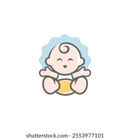 baby mascot logo happy sleeping cloud comfortably. Sweet dream illustrations. cute baby sleep