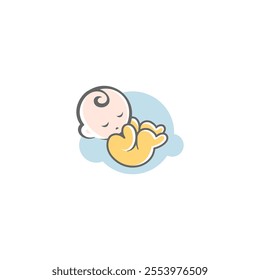 baby mascot logo sleeping cloud sweet comfortably. Sweet dream illustrations. cute baby sleep