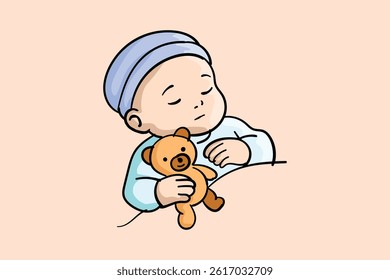 baby mascot logo sleeping cloud comfortably. Sweet dream illustrations. cute baby sleep