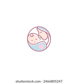 baby mascot logo sleeping love mom comfortably. Sweet dream illustrations. cute baby sleep