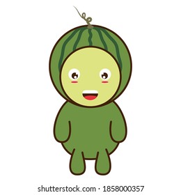 Baby mascot with watermelon fruit costume