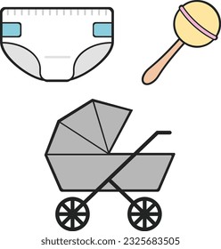 Baby and Maternity cute simple Icon Arts for mother and baby themed vector art
