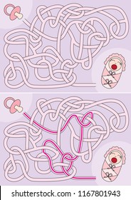 Baby maze for kids with a solution