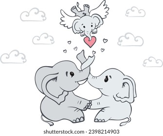 Elefante para el bebé papá mamá aborto espontáneo, Elefante para regalo de Keepsake, Pérdida de embarazo precoz de mamá bebé, regalo de despedida, bebé ángel, llevado por el momento amado por siempre vector