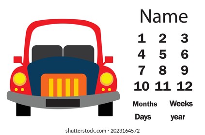 Baby Milestone blanket car background unisex ( boy + girl), decoration baby shower baby new born month weeks 1, 2, 3, 4, 5, 6, 7, 8, 9, 10,11, 12. editable eps file.