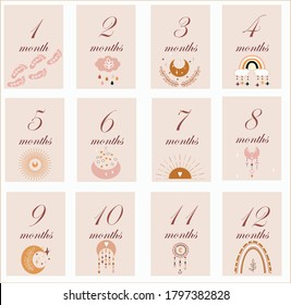 Baby Milestone Cards Collection 1-12 Months