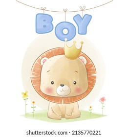 Baby milestone cards cute animals, cute Little Lion Baby Boy