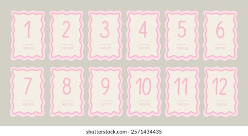 Baby Milestone Cards with numbers in pastel colors. Baby's first 12 numbers. Babys first year baby boy or girl shower gifts.