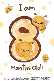 baby milestone cards set with cute bee