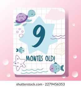 baby milestone cards set with ocean themed