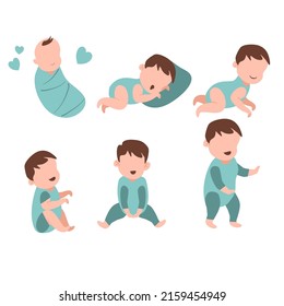 Baby milestone flat design illustration