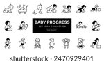 Baby Milestones Minimalist Vector Art Icons for Tracking Early Childhood Development