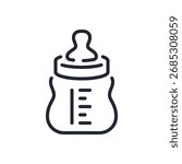 Baby milk bottle editable stroke outline icon isolated on white background flat vector illustration. Pixel perfect. 64 x 64.