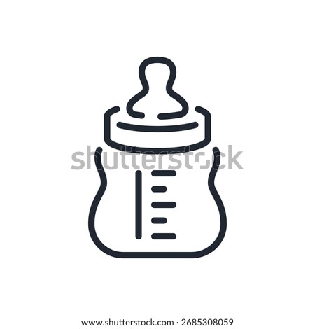 Baby milk bottle editable stroke outline icon isolated on white background flat vector illustration. Pixel perfect. 64 x 64.
