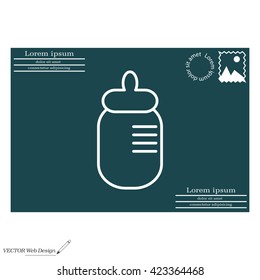 Baby milk bottle flat icon for apps and websites
