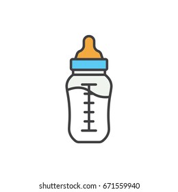 Baby milk bottle flat line icon.