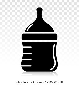 Baby milk bottle flat vector icon on a transparent background
