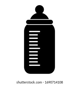 Baby Milk Bottle Icon In Modern Silhouette Style Design. Vector Illustration.