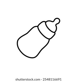 Baby milk bottle icon Outline set in black and white color