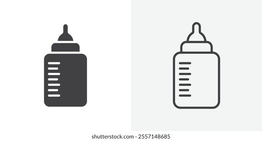 Baby milk bottle icon. outlined vector style.