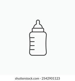 Baby milk bottle icon set vector in black and white colors