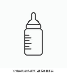 Baby milk bottle icon in thin black lines