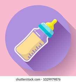 baby milk bottle icon. Baby bottle vector flat icon.
