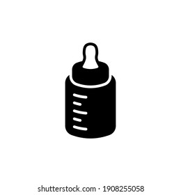 Baby Milk Bottle Icon Vector Glyph Style Design