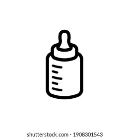 Baby Milk Bottle Icon Vector Line Art Design Editable Stroke